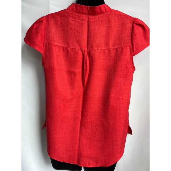 Dalleria Made in Turkey Short Sleeve Popover Top M Red Essential Career Office - Picture 5 of 8